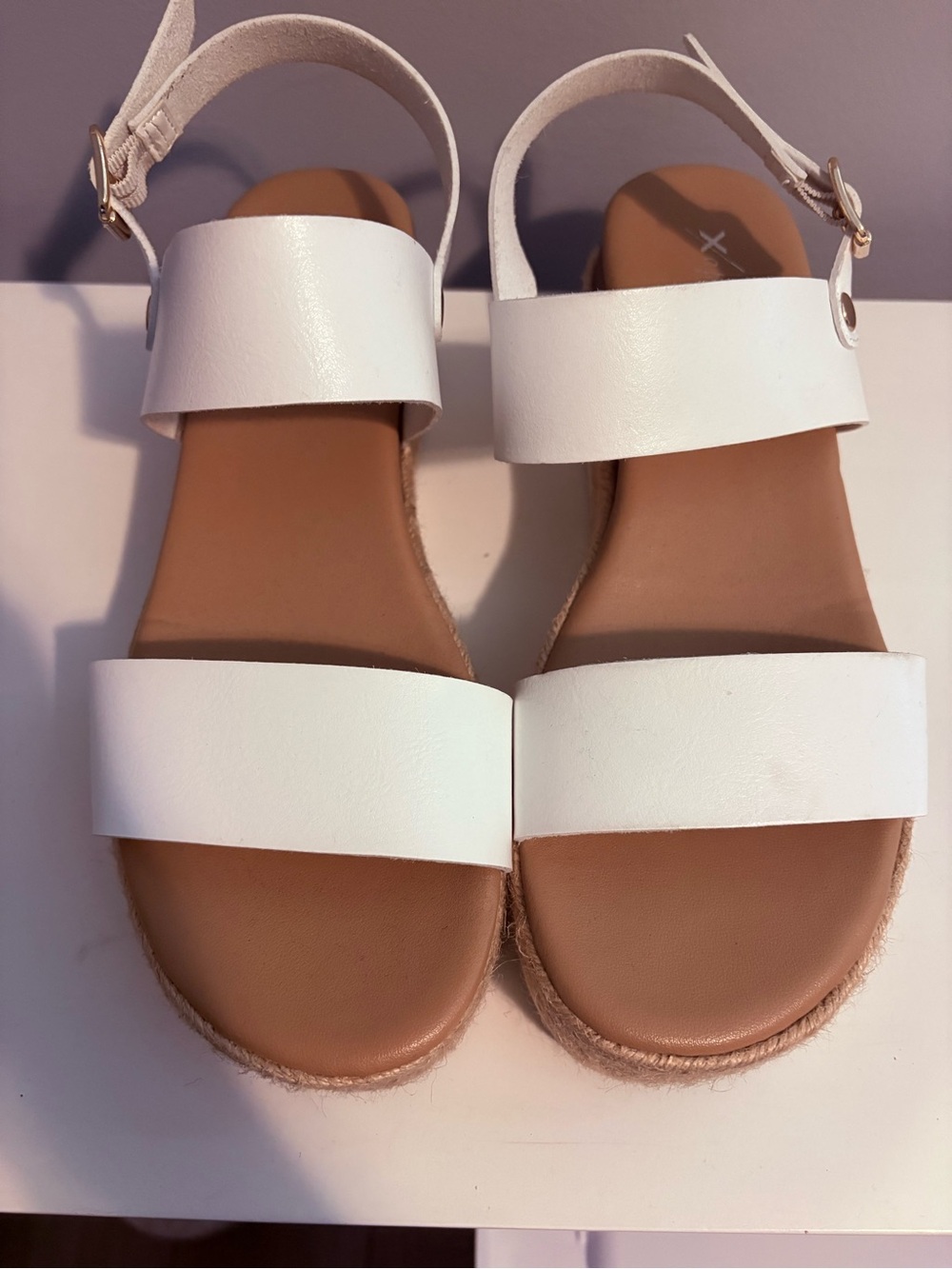 White Double-Strap Women’s Sandals